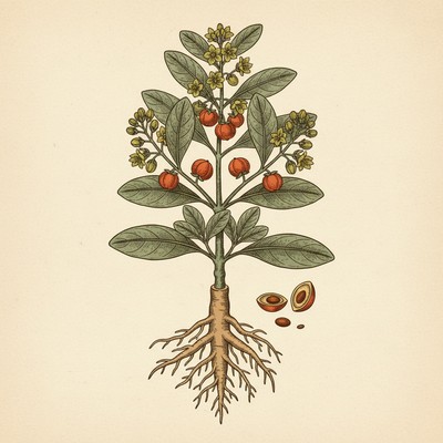Botanical illustration of Ashwagandha
