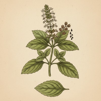 Botanical illustration of Basil