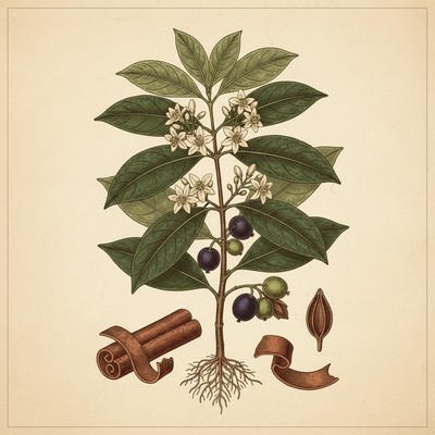 Botanical illustration of Cinnamon