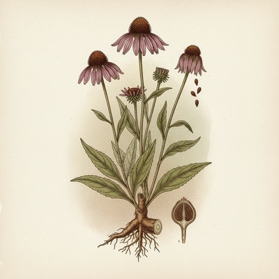 Botanical illustration of Echinacea