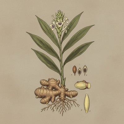 Botanical illustration of Ginger