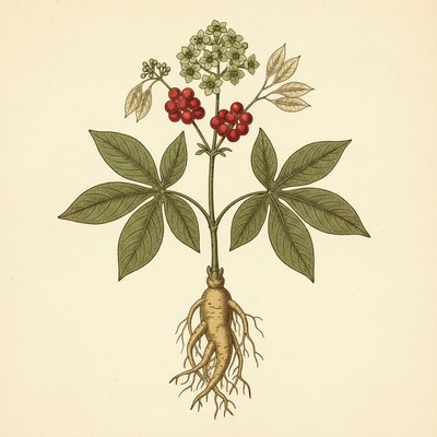 Botanical illustration of Ginseng