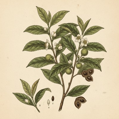 Botanical illustration of Green Tea