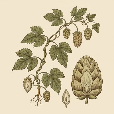 Botanical illustration of Hops