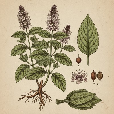 Botanical illustration of Peppermint