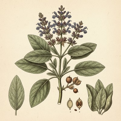 Botanical illustration of Sage