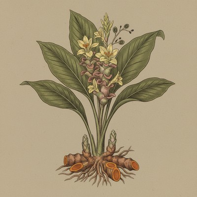 Botanical illustration of Turmeric