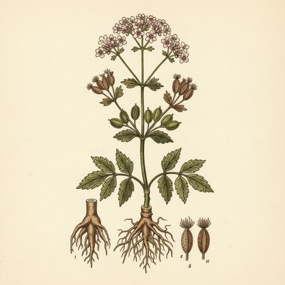 Botanical illustration of Valerian